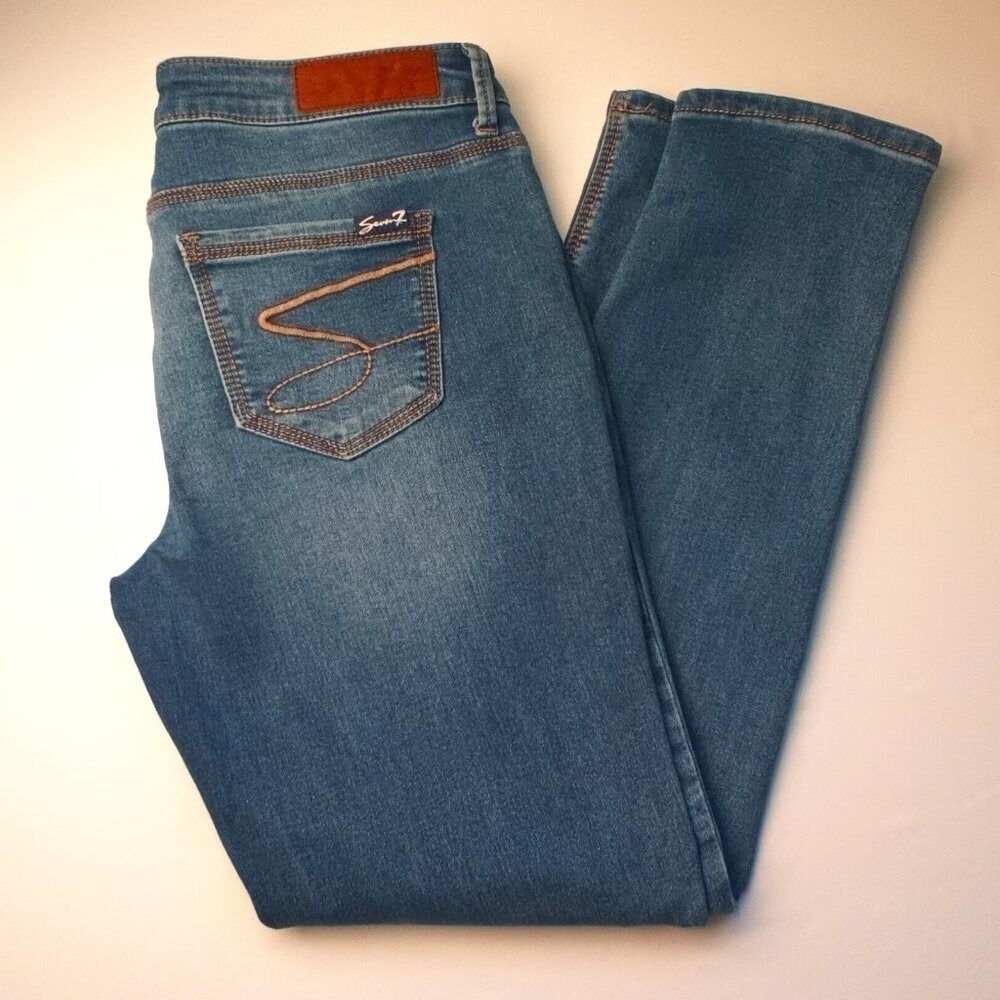 Seven7 Womens Mid Rise Stretch Skinny Jeans Size 10 Medium Wash Denim Casual